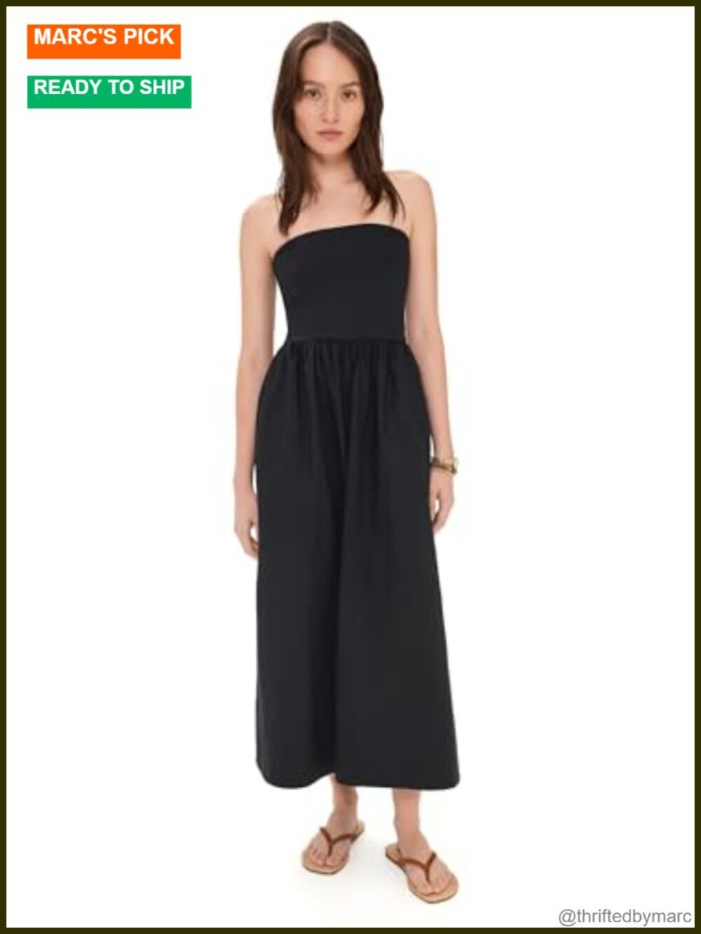 Z Supply Sunsought Strapless Midi Dress Lightweight Jersey Poplin Skirt Casual